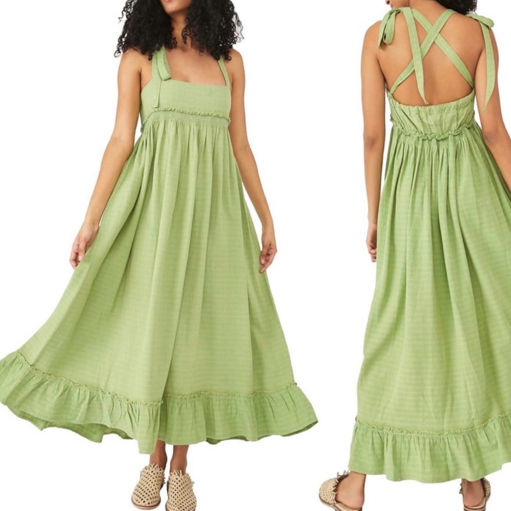 NWT Free People Gretchen Convertible Pinafore Maxi Dress Large